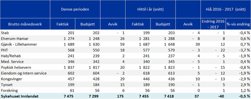 Bemanning månedsverk pr