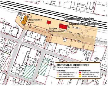 14. Jernbanestasjonen, Storgata 1 og Stasjonsgata 2 i Mjøndalen (gnr. 15, bnr.