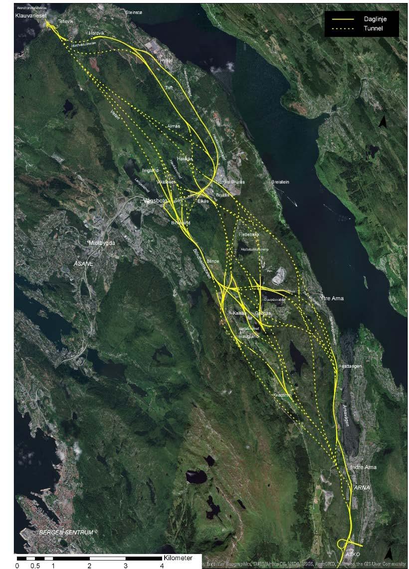 5 OPPSUMMERING AV SILINGSFASEN Innledende grovsiling og de traséalternativene som er vurdert underveis i silingsprosessen, er utførlig beskrevet i vedlagte silingsrapport datert 24.01.2019.