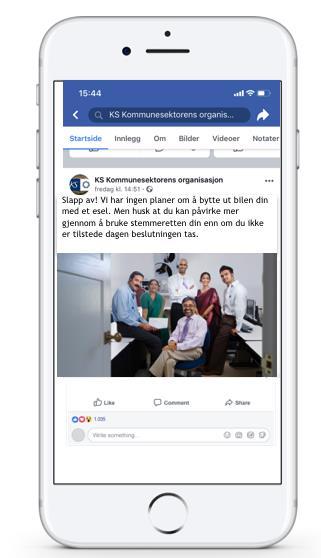 EKSEMPEL FACEBOOK Hovedfilmer: Betalt spredning fra KS Kommuner: Organisk spredning av