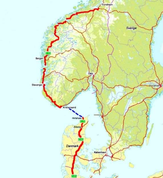 E39 knytter Norge til Europa E39 Kristiansand-Trondheim ca.