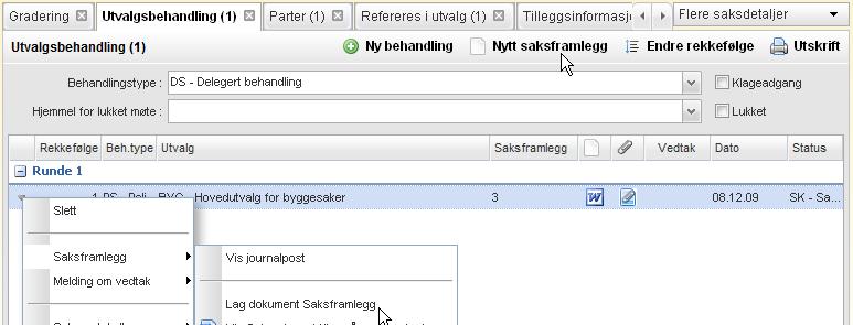 2 Nytt dokument trinn 1: Angi sak, dokumentmal og type Fanen Tilhørende sak er delt inn i områdene Tilhørende sak, Dokumentmal