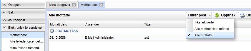 30 Dette er ESA I nedtrekkslisten Filtrer post velger du hvilke e-poster du vil se i listen. Ikke arkiverte Viser alle e-poster som ikke er arkivert.