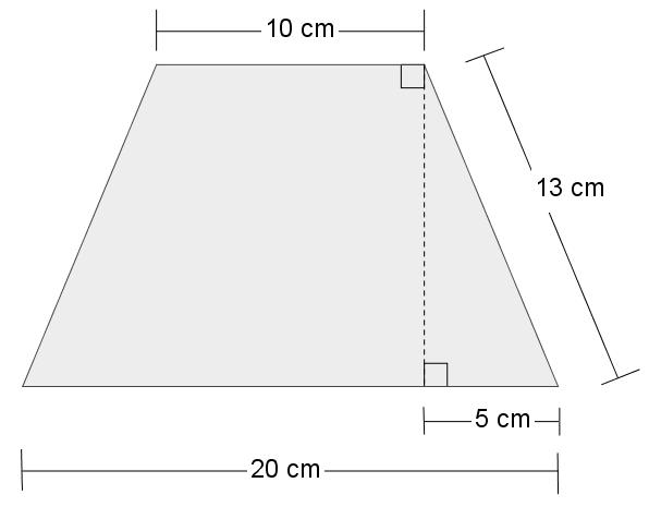 Oppgave 9 (4 poeng) Ovenfor ser du en lampeskjerm av stoff med fire like sider. Skissen til høyre viser én side av lampeskjermen. a) Bestem arealet av én side av lampeskjermen.