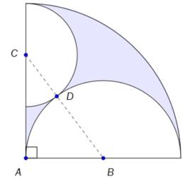 Oppgåve 7 (4 poeng) Figuren ovanfor viser ein halvsirkel med sentrum i B og radius R ein halvsirkel med sentrum i C og radius r ein kvart sirkel