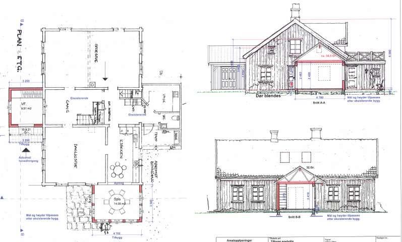 Tilbygg Tegninger skal være fagmessig og i målestokk helt 1:100 eller 1:50 Ved
