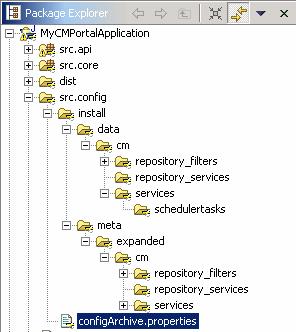 Create / Check KM component configuration configarchive.properties: ca.name=mycmportalapplication.prjconfig ca.version=6.0.1.1 ca.creation.time=1117 ca.creation.date=20040826 ca.creation.user=unknown ca.