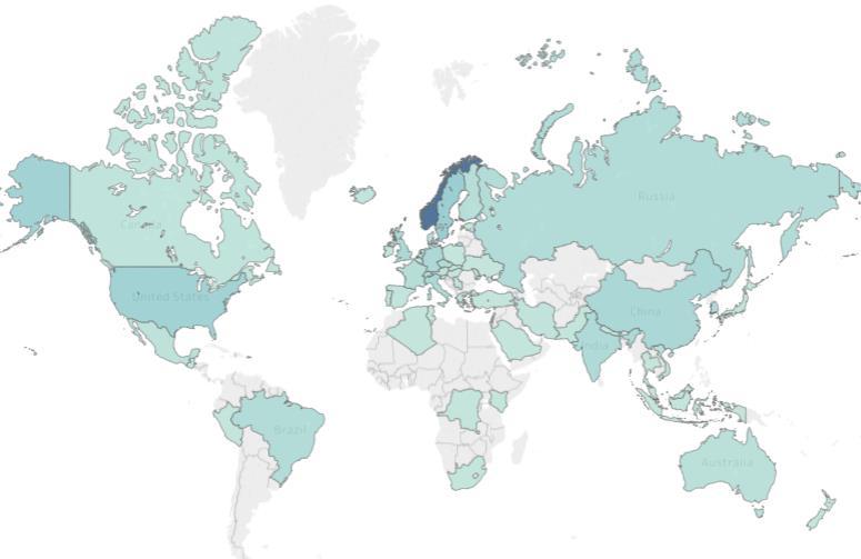 samarbeidspublikasjoner per land