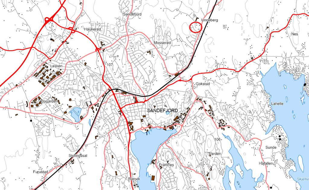 1. Innledning 1.1. Beliggenhet Det planlagte tiltaket ligger på Unneberg litt nord for Sandefjord by. Figur 1 Lokalisering av tiltaket 1.2.