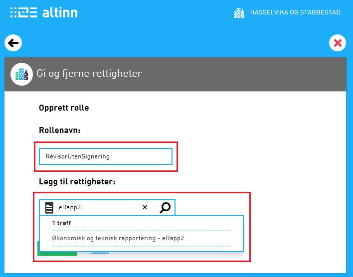 13. Under «Legg til rettigheter» skriver du teksten «erapp2» i