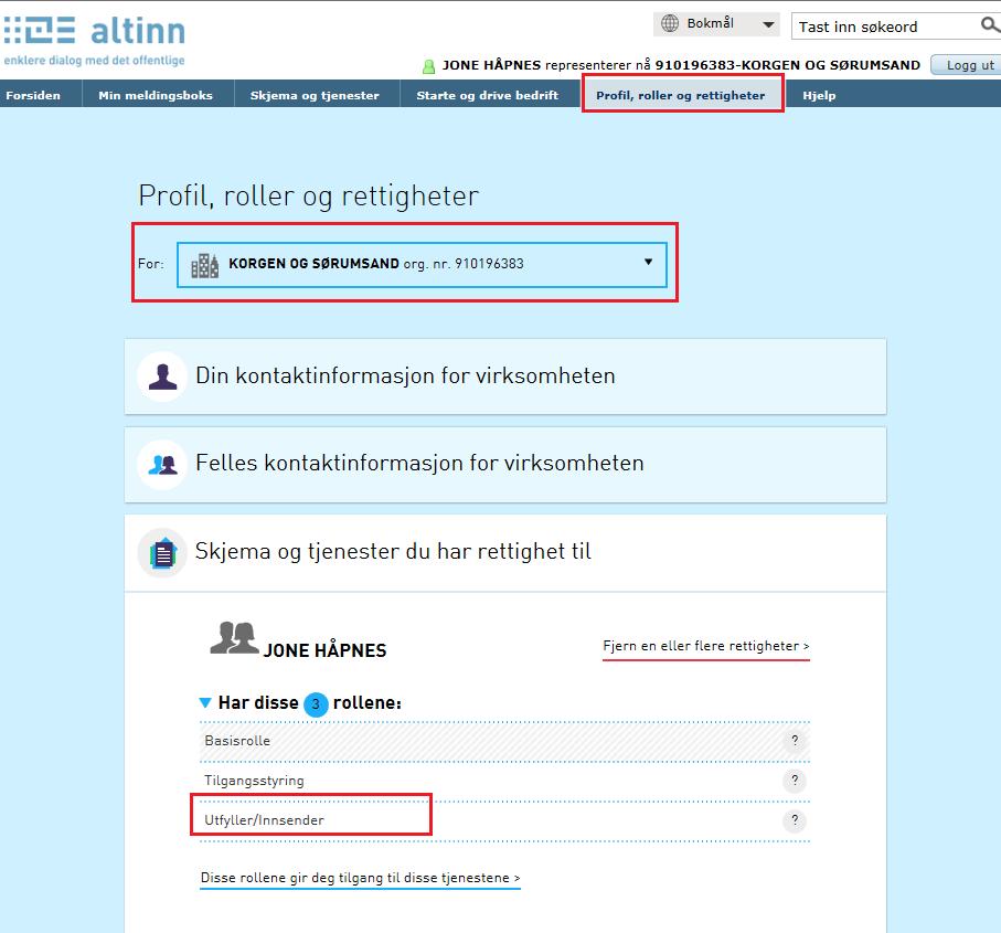 5.2 Ha enten Altinn-rollen «Utfyller/Innsender» eller «Energi, miljø og klima» på vegne av revisorselskapet Brukeren som skal gi tilgang til erapp2 på vegne av revisorselskapet må selv ha enten