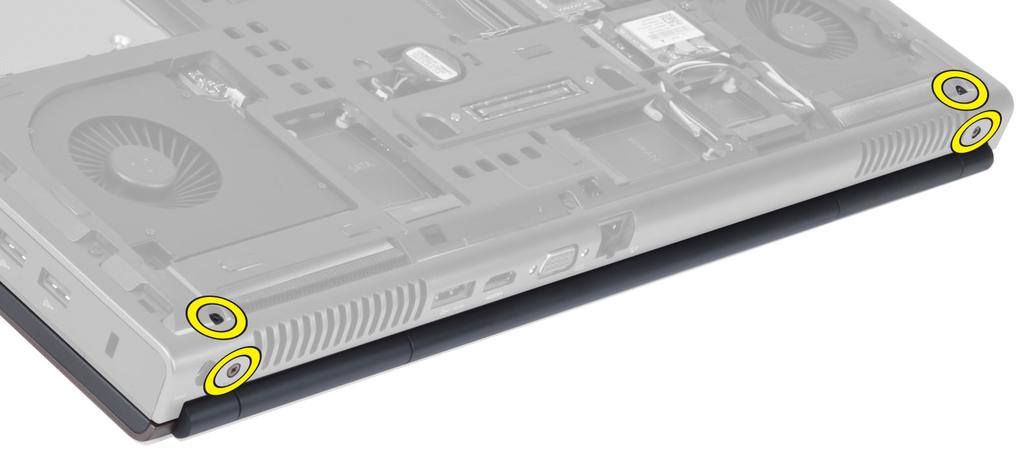 6. Skru ut skruene som fester LVDS-braketten (low-voltage differential signalling).