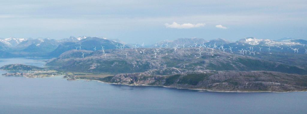 Fra Senja mot Ytre Kvaløya og Raudfjell / Kvitfjell. Avstand 13 km. Miljødirektoratet anser 10, 20 og 30 km.