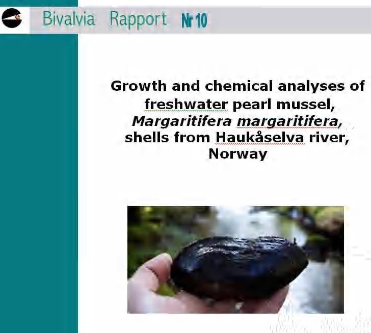 Elvemuslingen er et miljøarkiv, belastningen avsettes i skallet Skjellanalyse for Haukåsmusling viser: