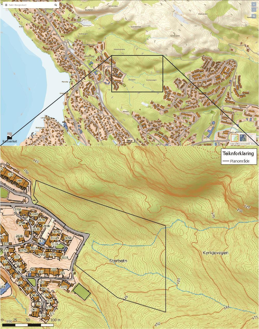 2. Om det undersøkte området 2.1 Områdeskildring Planområdet som består av gbnr. 185/647 mfl.