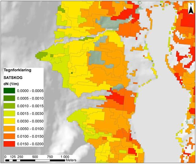 Beregnet skogtetthet (dn/sat-skog) Skogklassifikasjon for å