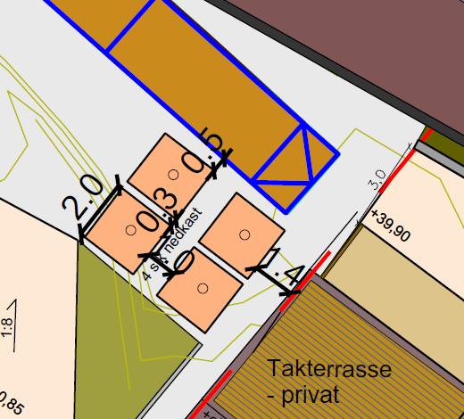 Detaljutforming av avfallsløsningen Det skal etableres nedgravde bunntømte containere som tømmes med kranbil. Utforming av hentested følger BIRs krav av renovasjonsteknisk veileder (RTV).