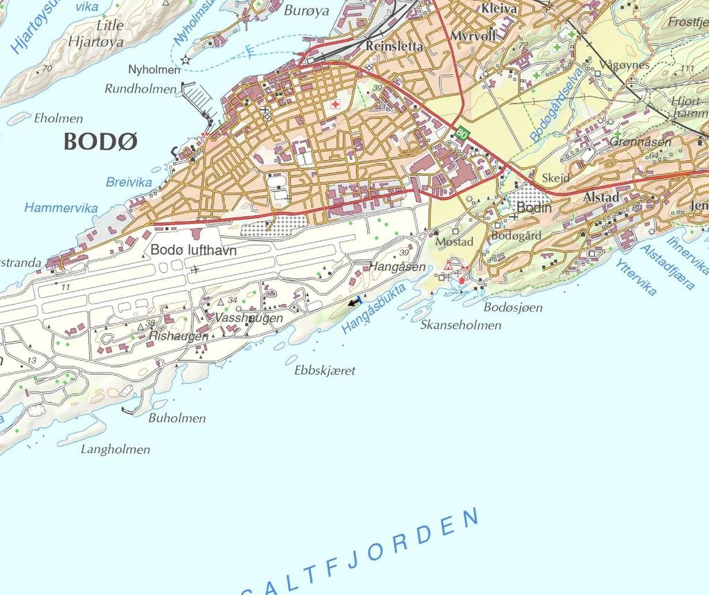 Støysonekartet er derfor ment som et hjelpemiddel for Bodø kommune i forbindelse med plan- og byggesaksarbeid som berører området innenfor støysonene til skytebanen.