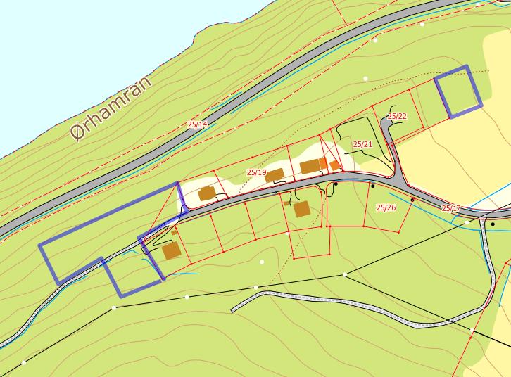 B-8 Innspill fra: Gjemnes kommune, grunneier Jostein Gravem gnr 25 bnr 16 Område: Utvidelse Ørlia boligfelt, to parseller, hhv. 5,2 og 1,1 daa.