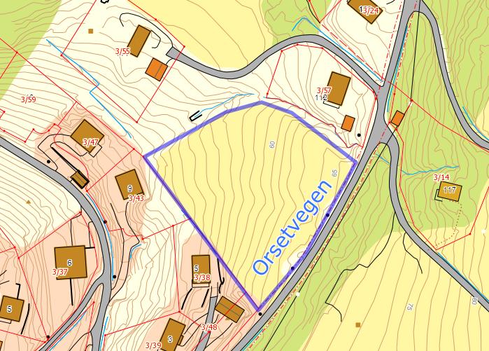 B-4 Innspill fra: Norconsult - Torvikbukt grendeutvalg. Område: Orset gnr 3 bnr 6, ca. 5,5 dekar LNF. Foreslått formål: Boliger, dagens formål: LNF. Fortetting mellom to regulerte byggeområder.