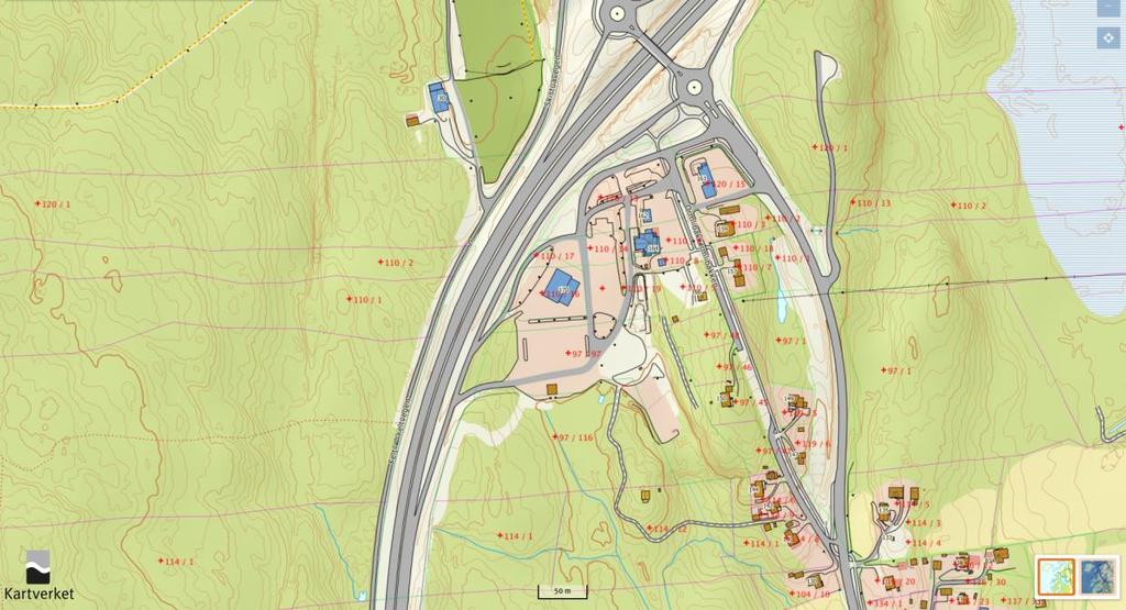 Topografi Tiltaksområdet ligger i et relativt flatt område på ca. kote +200.