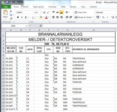 Dersom Excel er angitt, startes Excel opp med detektroliste. 9.3.8.7.