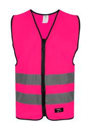 Markeringsvest med glidelåslukning i front. CE-merket EN1150: 630 safety gul/680 safety orange XXS-S.