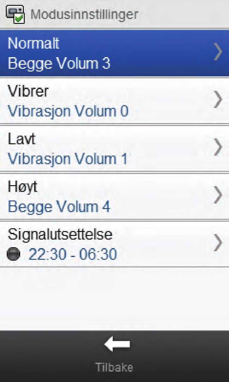 2 3 4 5 Velg Enhetsinnstillinger. Velg Modusinnstillinger.