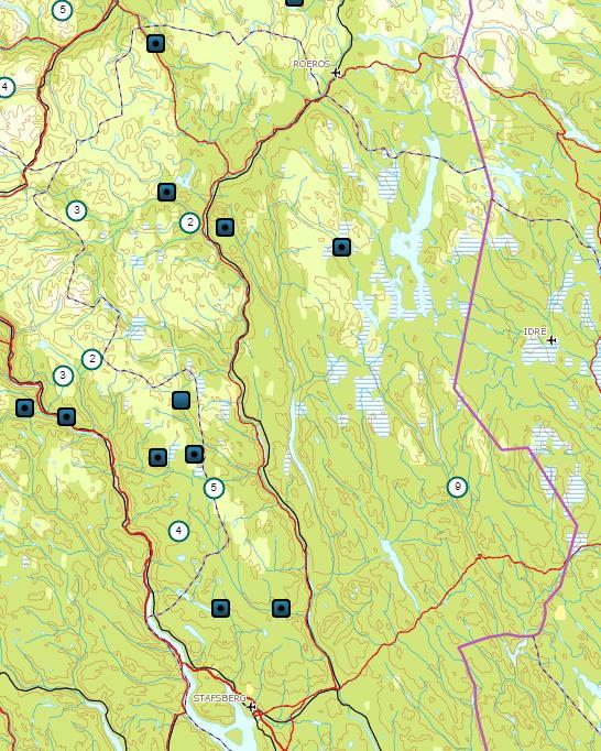 Figur 2: Dokumenterte og antatte jerveskader på sau i Hedmark og tilgrensende områder i 2018. 5.