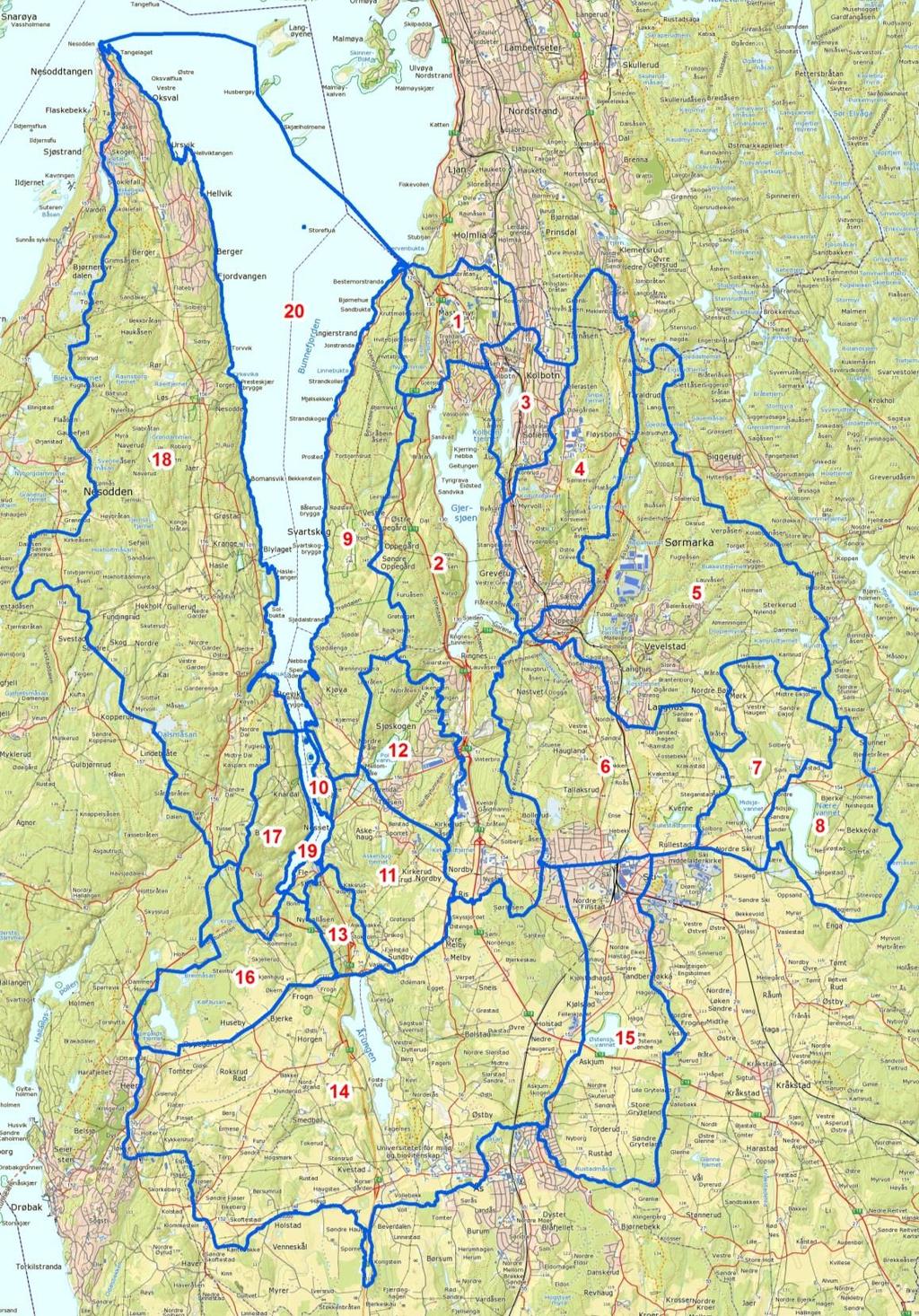 4 Kort presentasjon av vannområdet Vannområdet PURA utgjør et areal på totalt 244,62 km 2 og består av de to vassdragene Gjersjøvassdraget og
