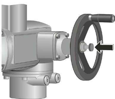 Ta av det andre kuleleddet fra ventilspaken (5), skru på kontramutteren og skru inn kuleleddet i røret. Overhold også her minste gjengeoverlapping (x min.). Fig. 2: Spjeldarm 9.