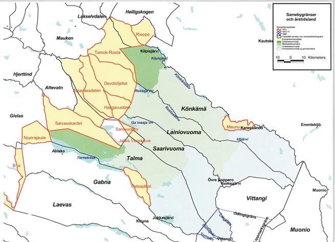 5.5 Samebyer Det er de fire nordligste samebyene; Könkömä, Lainiovuoma, Saarivuoma, og Talma som har rettigheter og beiteland i Troms.
