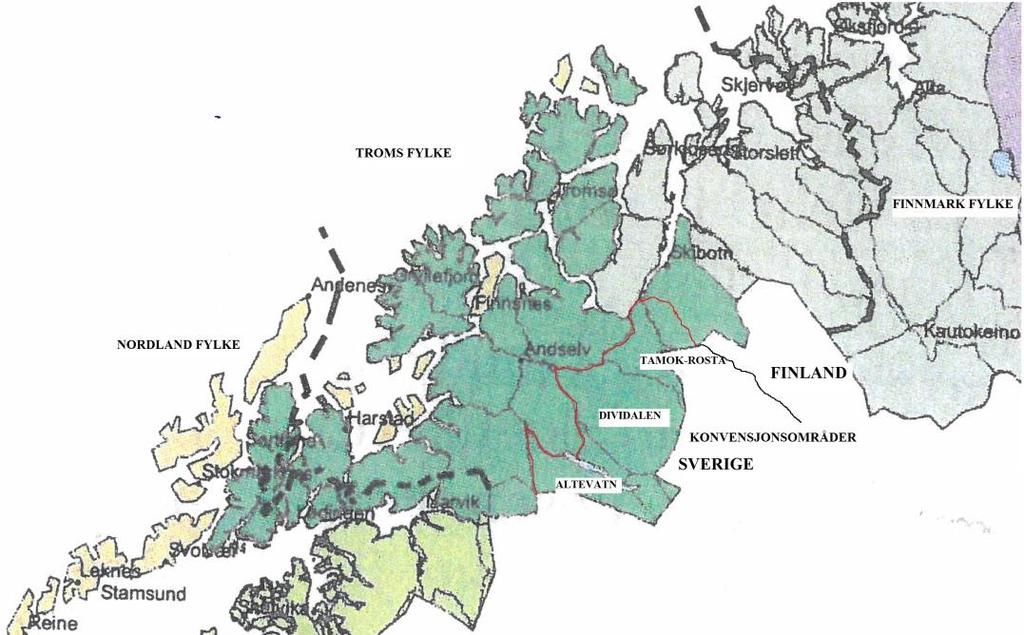 2. REINDRIFTA I TROMS 2.1 Administrativ inndeling Figur 1 gir en oversikt over den administrative organiseringa av reindrifta i Troms.