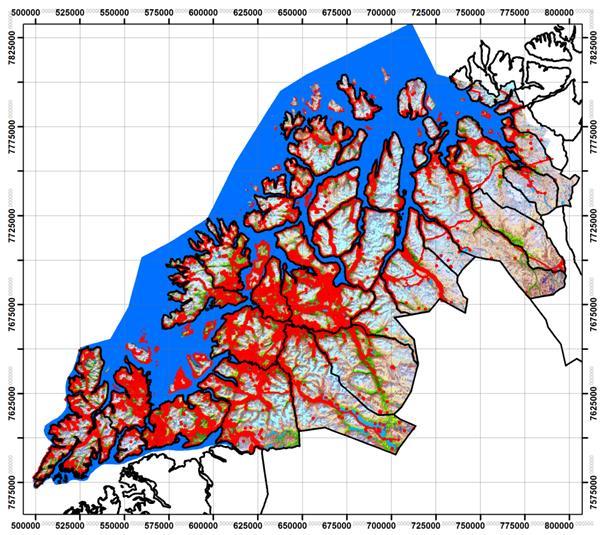 5.2 Inngrepskart Troms fylke Metodikken brukt på eksemplet Grovfjord, er i dette arbeidet implementert for hele Troms fylke.