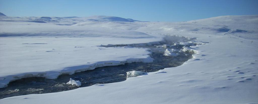 ligger under høyeste regulerte vannstand. Elveløpet fra Fundin går åpent om vinteren ned til Meløysetra.