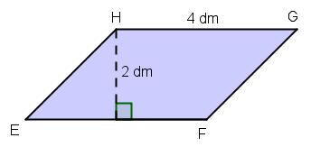 c) Legg sammen arealene du fant i b). Hva observerer du? Summen blir m 1 m 15 m Arealet av trekanten + arealet av rektangelet er det samme som arealet av trapeset. (Heldigvis.)..9 Finn arealet av parallellogrammet EFGH.