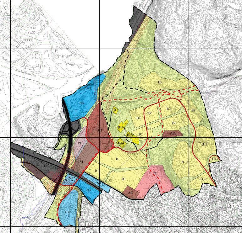 Det angis en parkeringsnorm på 1 p-plass pr 80 m 2 brutto gulvareal kontor og 1 p-plass pr 30 m 2 brutto gulvareal forretning. Øvrige formål innenfor felt S1 skal fastsettes i detaljregulering.