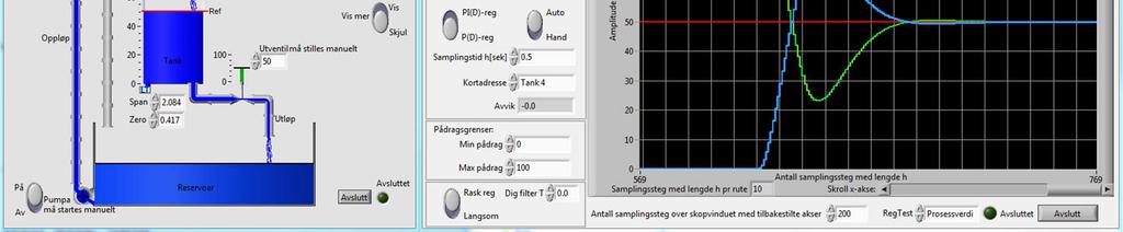 c) Pass også på at regulatoren står i Auto, og til slutt at alle de andre innstillingene har samme verdi som i figuren over.