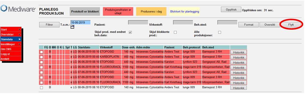 Flytt produksjon til annet produksjonssted Ved behov kan produksjonen flyttes til annet produksjonssted.