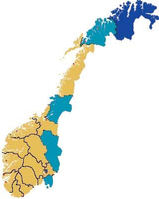 STATISTIKK 2003 - NORSK SCENEKUNSTBRUK: [figur 1] Medvirkende fylker i Norsk Scenekunstbruk, 2003 Søkt om deltagelse fra 2003 og 2004 Ikke i Norsk Scenekunstbruk Finnmark Troms Nordland