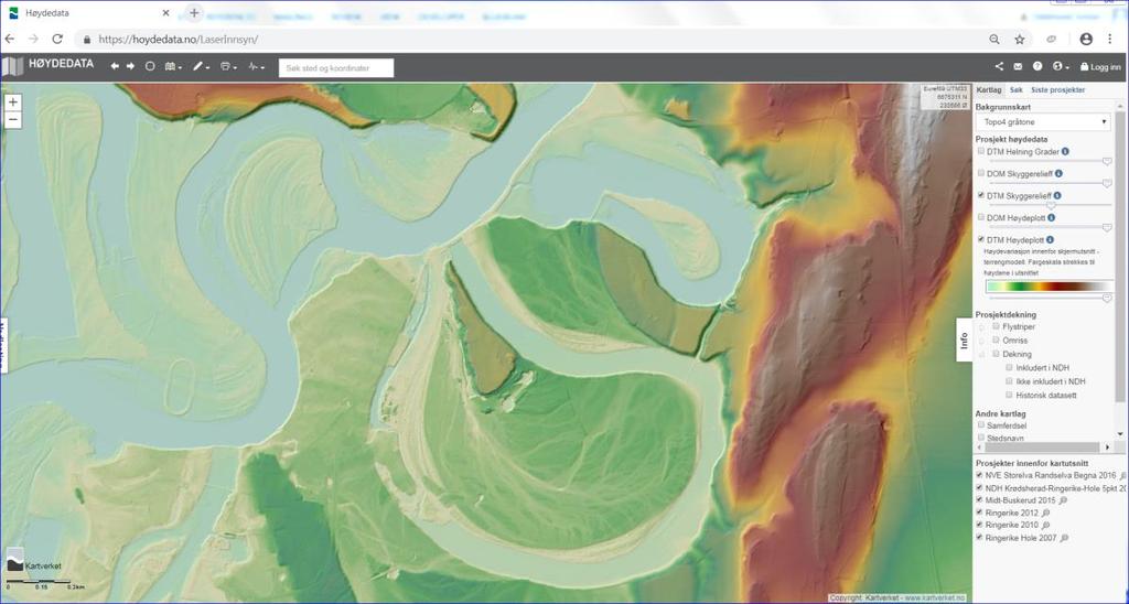 LAMYRA-HYDROGEOLOGISK KONSEKVENSVURDERING AV MASSETAK 7 3 Vurdert område 3.1 Klima Gjennomsnittlig årstemperatur: ca 6 grader Årsnedbør: 750 mm 3.2 Topografi Fig. 5 viser et kart fra www.hoydedata.