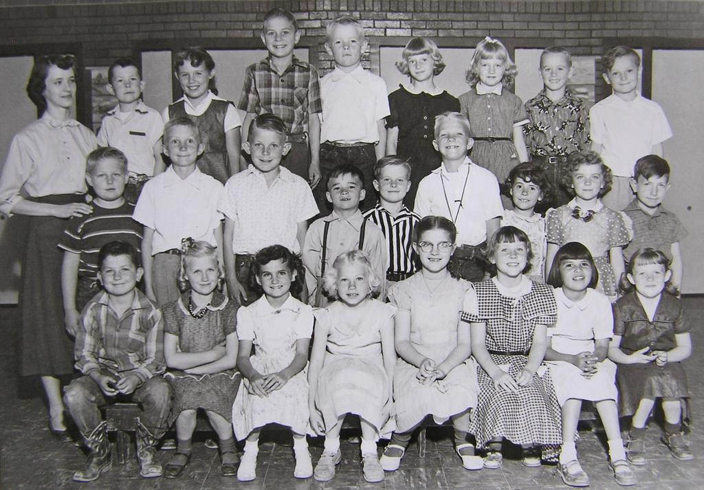 2 nd Grade Moore, Park Elementary 1954-55, Spanish Fork, Utah Front l to r: Michey Braithwaite, Shanna Rae Shepherd, Lynda Denison, Nellie Gay Cope, Penny Morrell, Diane Nelson, Virginia Geslison,