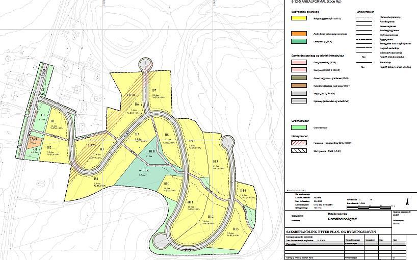 - plankart Over vises plankart (ikke riktig målestokk) - område for bebyggelse og anlegg Boligbebyggelse Feltet kan inndeles i 30-35 boligtomter.