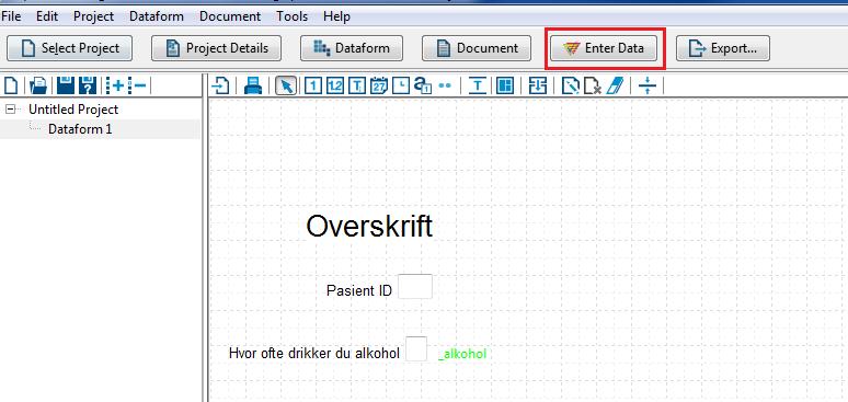 Inntasting av data i et skjema ved bruk av Epidata Entry