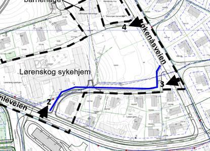 Figur 18: Mulig trasé for fortau Det planlegges i tillegg nytt fortau eller G/S-veg på vestsiden av Løkenåsveien langs planområdet.
