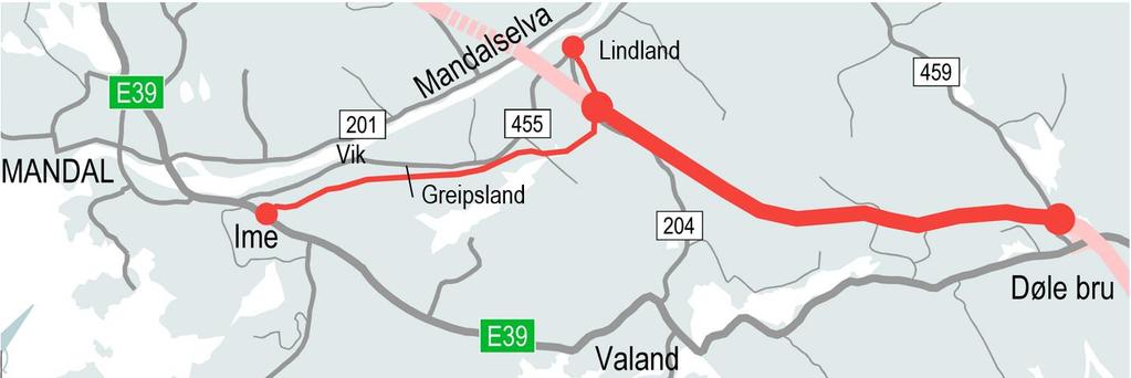 Forord E39 på strekningen Mandal øst Mandal by er del av hovedveiforbindelsen mellom Kristiansand og Stavanger på Sør- og Sør-Vestlandet.