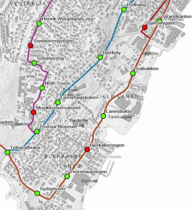 ID 13 Planlagte buss holdeplasser på strekningen Det er planlagt 6 toveis holdeplasser på