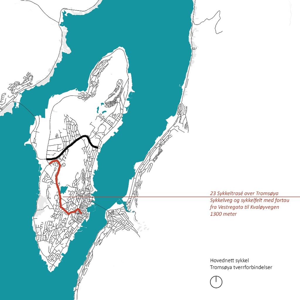 ID 23 ID 23 Sykkeltrase over Tromsøya mellom sentrum og Langnes Prosjektmål Anlegge sykkelveg og sykkelfelt fra sentrum til Langnes Beskrivelse Denne traséen ble påbegynt i 2014, og har fått midler