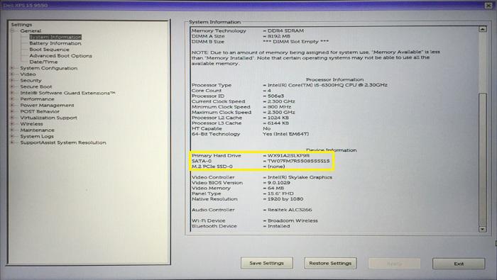 Harddisken er listet opp under Disk drives (Diskstasjoner). Identifisere harddisken i BIOS 1 Slå på eller start systemet på nytt.