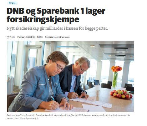 Finansielle konsekvenser av Fremtind-etableringen DNB Forsikring har fusjonert med SpareBank 1 Skadeforsikring.